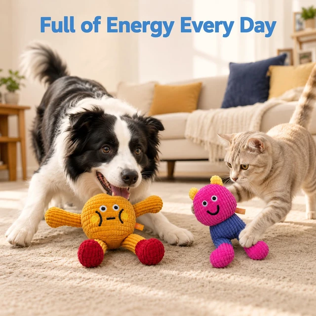Alt view image 4 of 4 - Cat & Dog Chew Toys, 2-Pack Pet Catnip Toys with Squeaker & Crinkle Paper, Eco-Friendly Crinkle Chew Toy for Cats and Dogs, Interactive Plush Toys for Boredom Relief