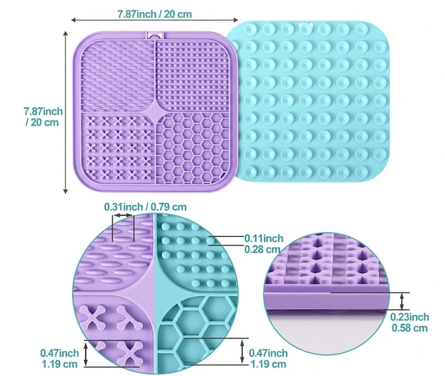 Alt view image 5 of 7 - Lick Mat for Dogs & Cats 2 Pack, Slow Feeder Licking Pad with Suction Cups for for Anxiety Relief and Boredom Reducer, Perfect for Bathing Grooming