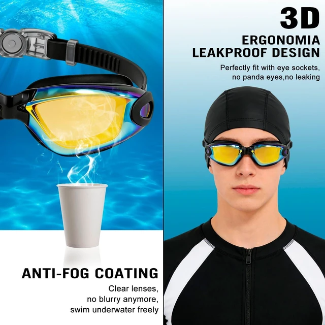 Alt view image 5 of 7 - Swim Goggles Swimming Goggles for Adult Men Women Youth No Leaking | Anti-fog · UV Protection · Leak-proof · PC Lens · Mirror Coating · 3D Soft Silicone · Lap & Open Water
