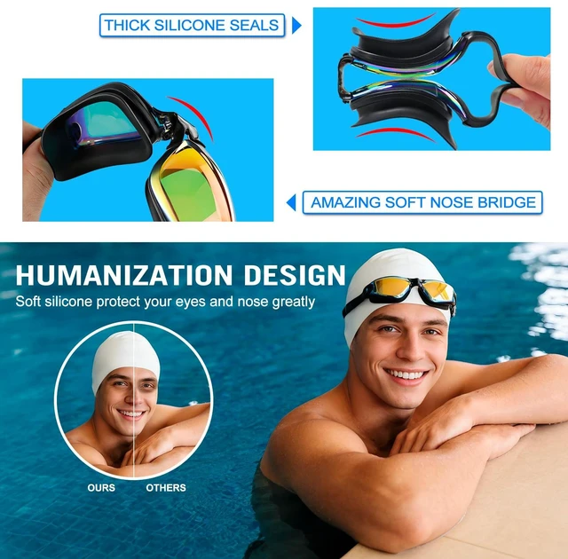 Alt view image 6 of 7 - Swim Goggles Swimming Goggles for Adult Men Women Youth No Leaking | Anti-fog · UV Protection · Leak-proof · PC Lens · Mirror Coating · 3D Soft Silicone · Lap & Open Water