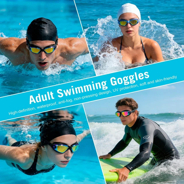 Alt view image 7 of 7 - Swim Goggles Swimming Goggles for Adult Men Women Youth No Leaking | Anti-fog · UV Protection · Leak-proof · PC Lens · Mirror Coating · 3D Soft Silicone · Lap & Open Water