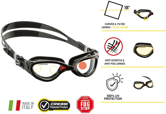 Alt view image 2 of 5 - Flash Swim Goggles, Clear/Black, Clear Lens
