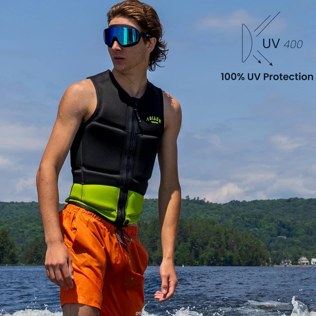 Alt view image 2 of 7 - Frameless Ultralight Blue Steel Swim Goggle Patent Pending, Anti-Fog Nanotech Lens, 100% UV Protection for Surf, SUP, Jet Ski, Kite, Waterski, Open Water
