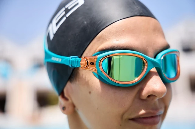 Alt view image 4 of 7 - Venator-X Swim Goggles With Anti-Fog LUCID Lenses, Clear Vision, No Leaking, Comfortable For Both Open Water And Pool Swimming/Unisex Teal/Copper Color