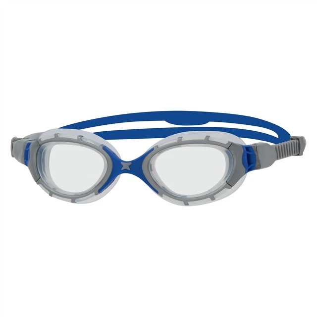 Main image of Adult Unisex Predator Flex Anti-Fog UV Protection Curved Lens Ultra-Fit Gasket Quick-Adjust Swimming Goggles, Gray/Blue - Clear Lenses, Regular