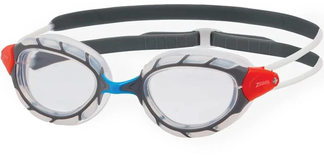Main image of Unisex Predatr Adjustable Swimming Goggles for Adults | Comfortable Ultra-Fit Gasket & Anti-Fog UV Protective Curve Lenses, Clear/Grey - Clear Lenses, Regular