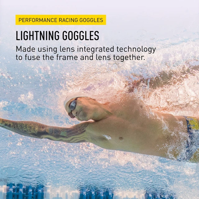 Alt view image 2 of 7 - Lightning Goggles, Adjustable Silicone Straps, Black/Smoke | World Aquatics Approved Competitive Swim Goggles for Women and Men, Adjustable Silicone Straps, 4 Interchangeable Nose Pieces