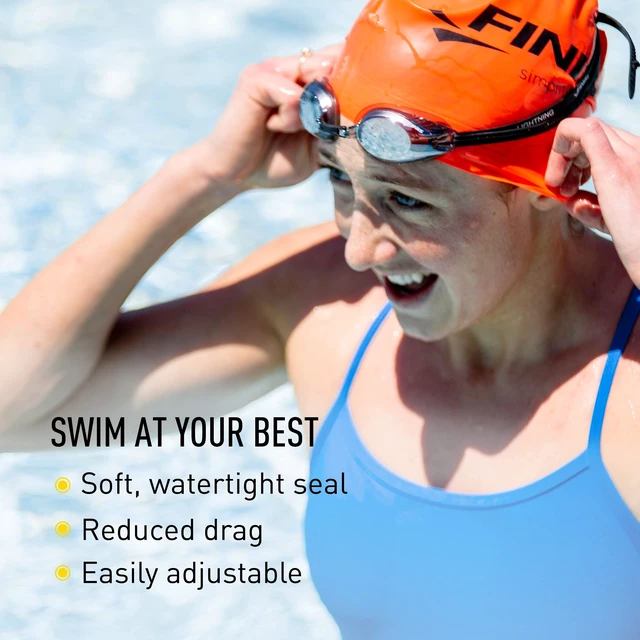 Alt view image 3 of 7 - Lightning Goggles, Adjustable Silicone Straps, Black/Smoke | World Aquatics Approved Competitive Swim Goggles for Women and Men, Adjustable Silicone Straps, 4 Interchangeable Nose Pieces