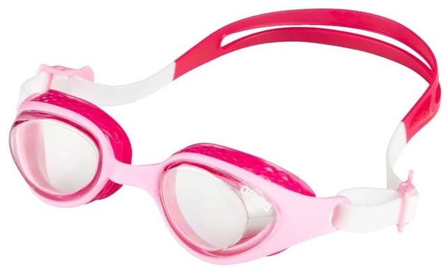 Main image of Unisex Kids Junior Air Goggles for Swimming Ages 6 to 12 Air Seals Anti-Fog Coating Non-Mirror Lens Adjustable Strap, Clear/Pink