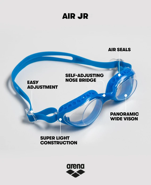 Alt view image 2 of 7 - Unisex Kids Junior Air Goggles for Swimming Ages 6 to 12 Air Seals Anti-Fog Coating Non-Mirror Lens Adjustable Strap, Clear/Pink