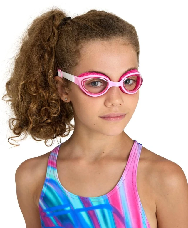 Alt view image 5 of 7 - Unisex Kids Junior Air Goggles for Swimming Ages 6 to 12 Air Seals Anti-Fog Coating Non-Mirror Lens Adjustable Strap, Clear/Pink