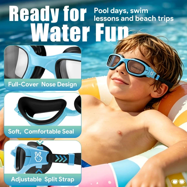 Alt view image 7 of 7 - Kids Swim Goggles, Swimming Goggles for Kids 3-14 Anti-Fog UV Protection No Leak Pool Glasses for Boys Girls