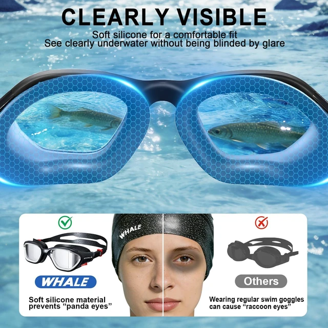 Alt view image 7 of 7 - Swim Goggles Polarized Anti-Fog Lenses, Unisex | 100% UV Protection | Anti-Fog Design (Jet Black; Polarized Lenses)