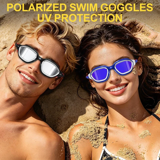Alt view image 6 of 7 - Swim Goggles Polarized Anti-Fog Lenses, Unisex | 100% UV Protection | Anti-Fog Design (Jet Black; Polarized Lenses)