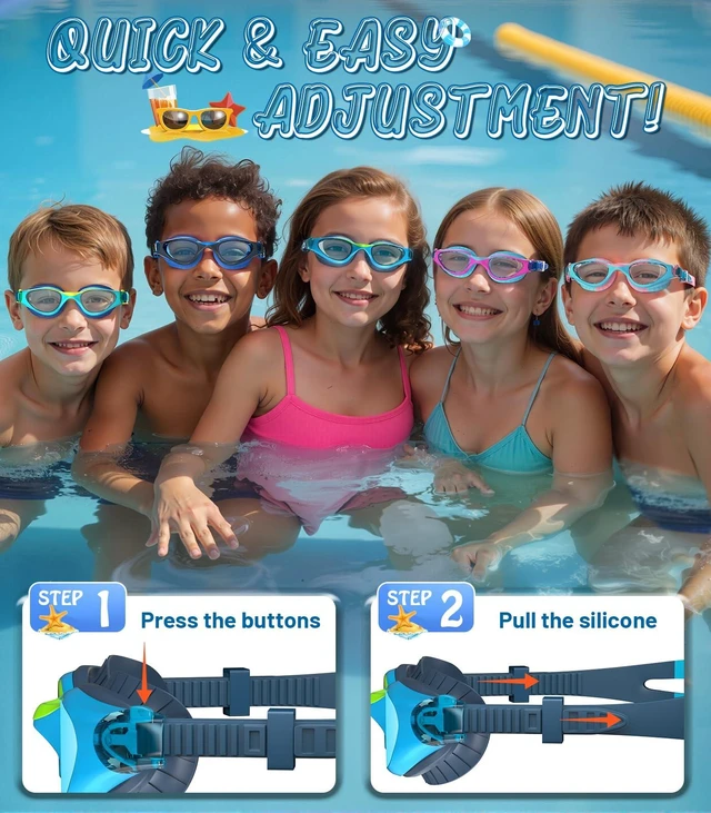 Alt view image 6 of 7 - Kids Swim Goggles 6-14, Anti-Fog UV Protection for Boys Girls | Leakproof Comfort Fit, Adjustable Silicone Strap, 180° Wide View, Multiple Colors, High-Transmittance Lens, Storage Case
