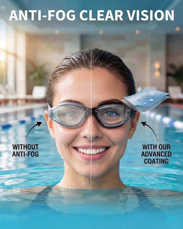 Alt view image 5 of 7 - Swimming Goggles with Adjustable Bungee Strap, No Leak Anti-Fog UV Protection Mirrored Swim Goggles Adults (2 Pack)
