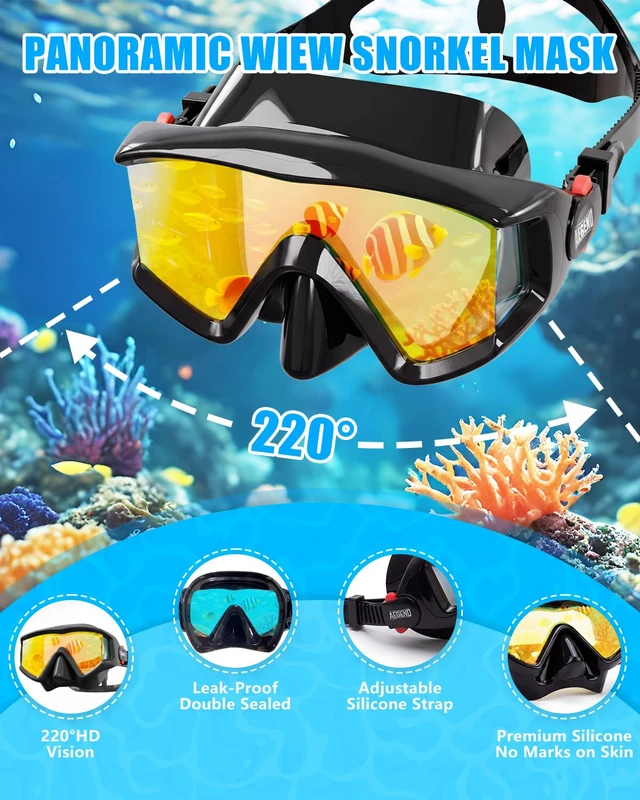 Alt view image 2 of 7 - Swim Goggles for Adult 220° Wide View Anti-Fog Goggles for Swimmming | 1 Pack Anti-UV Comfort Fit Swim Mask for Men Women Ideal for Pool, Beach, Swim Lessons, Vacation Essentials