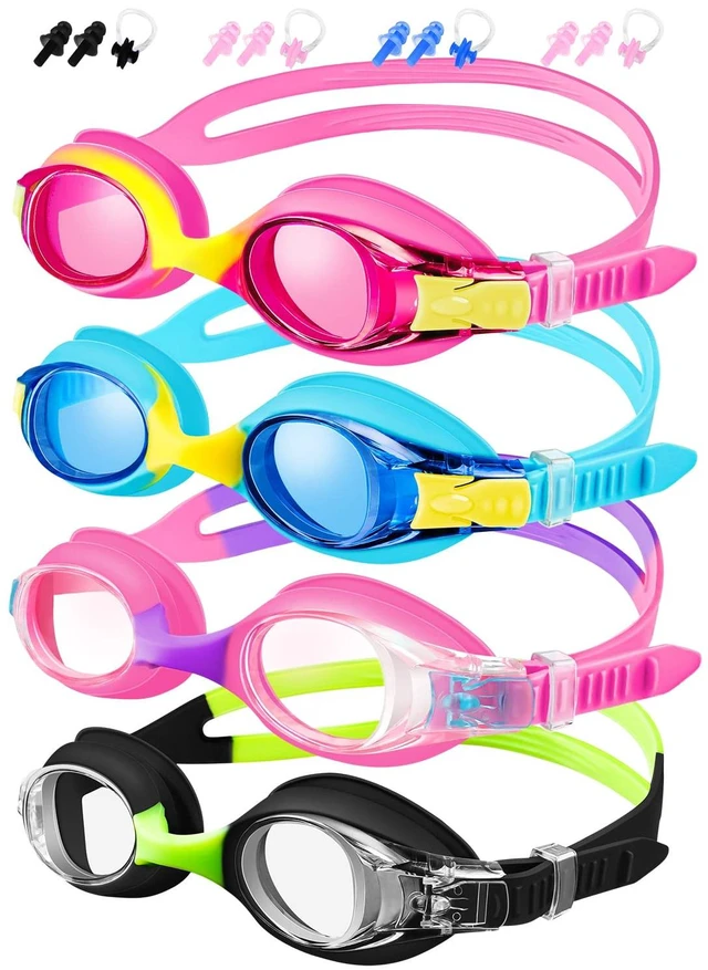 Main image of Kids Goggles for Swimming 4-14, 4 Pack Kids Swimming Goggles for Boys and Girls, Anti Fog Swimming Goggles with UV Protection, Adjustable