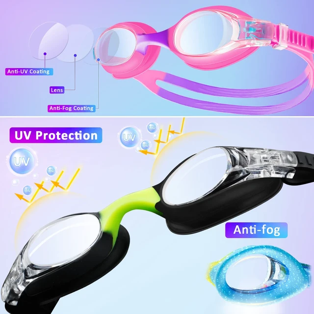 Alt view image 2 of 7 - Kids Goggles for Swimming 4-14, 4 Pack Kids Swimming Goggles for Boys and Girls, Anti Fog Swimming Goggles with UV Protection, Adjustable