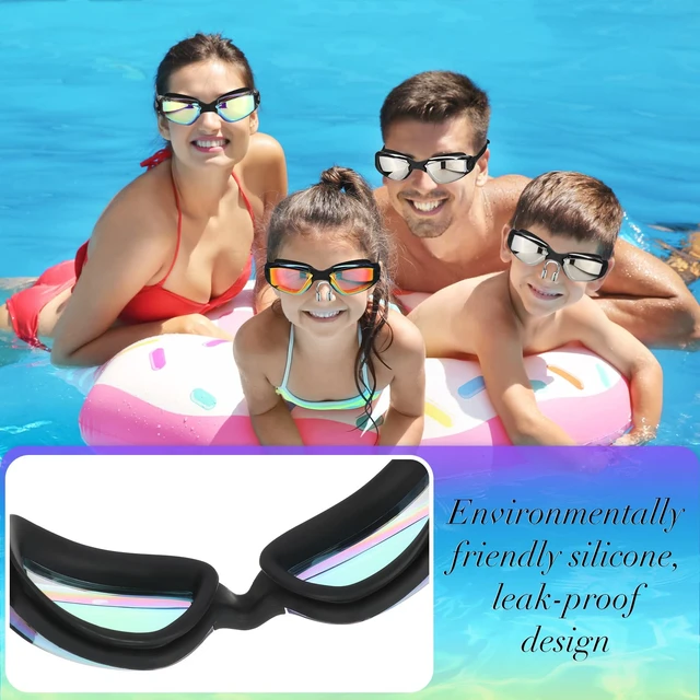 Alt view image 5 of 7 - 6 Pack Swimming Goggles Adult Kid, Bright Color, 6.3 x 1.8 Inches | Pool Goggles for Adults Kids, Ear Plugs Nose Clip Included, Leak-proof, UV Protection, Soft Silicone, Mirrored Lenses