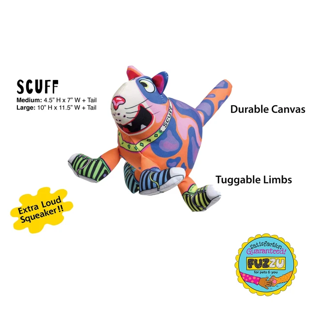 Alt view image 4 of 6 - that Sneacky Cat Scuff Dog Toy | Durable Squeaky Dog Toy | Rugged Dog Chew Toy | Medium