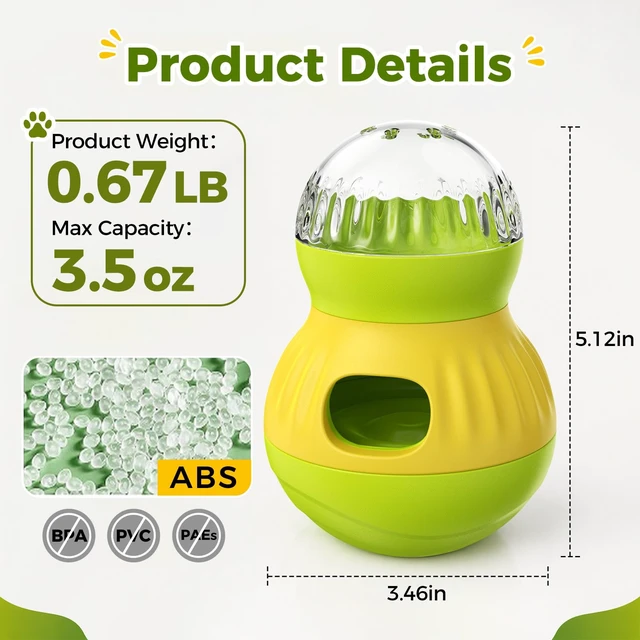 Alt view image 5 of 7 - Cat Treat Dispenser Puzzle Feeder, Wobble Food Ball for Cats and Small Dogs | Adjustable treat opening; Weighted Self-Righting Wobble Design; Interactive Cat Enrichment Toys for Indoor