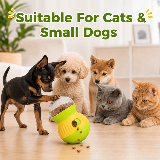 Alt view image 7 of 7 - Cat Treat Dispenser Puzzle Feeder, Wobble Food Ball for Cats and Small Dogs | Adjustable treat opening; Weighted Self-Righting Wobble Design; Interactive Cat Enrichment Toys for Indoor