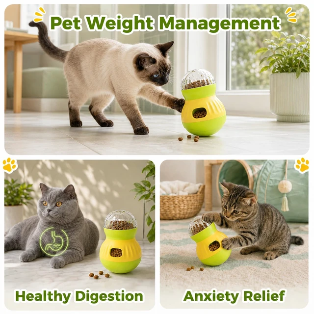 Alt view image 6 of 7 - Cat Treat Dispenser Puzzle Feeder, Wobble Food Ball for Cats and Small Dogs | Adjustable treat opening; Weighted Self-Righting Wobble Design; Interactive Cat Enrichment Toys for Indoor