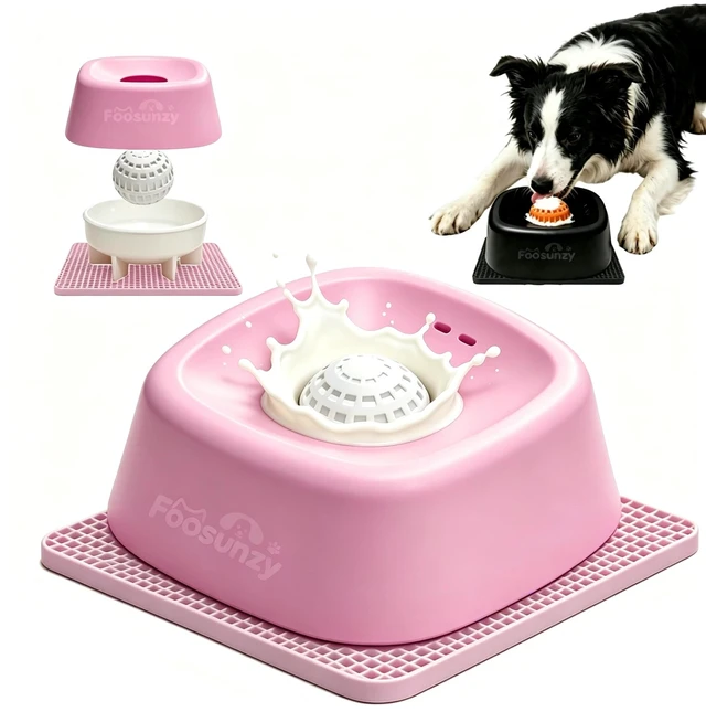 Main image of Slow Feeder Dog Bowl for Liquid & Wet Food with Rolling Ball | Interactive Lick Toy with Anti-Slip Silicone Mat, Food-Grade, Calming Color, Easy to Clean, Ideal for Dogs & Cats