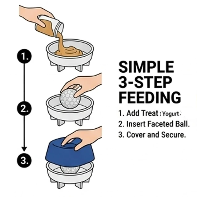 Alt view image 5 of 6 - Slow Feeder Dog Bowl for Liquid & Wet Food with Rolling Ball | Interactive Lick Toy with Anti-Slip Silicone Mat, Food-Grade, Calming Color, Easy to Clean, Ideal for Dogs & Cats