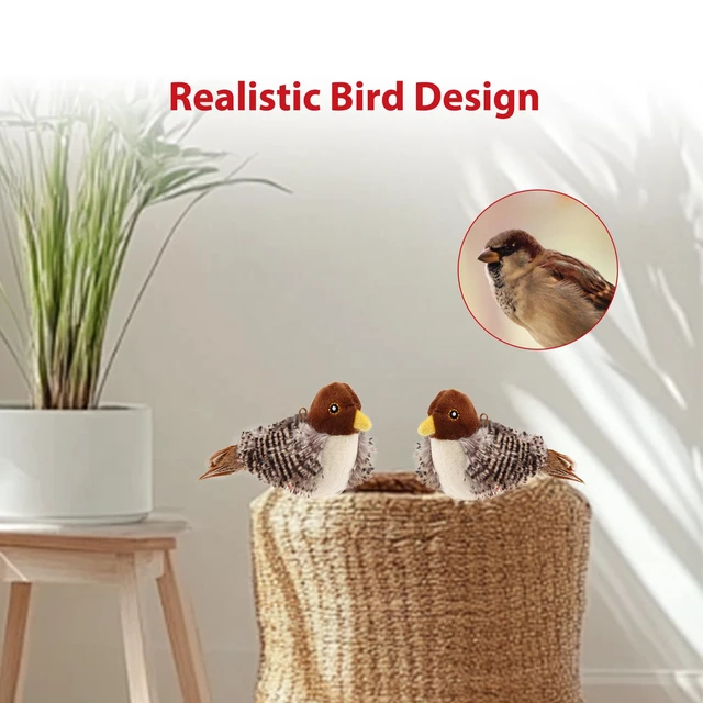 Alt view image 3 of 7 - Chirping Bird Cat Toys 2 Pack, Automatic Squeaky Toy for Cats | Interactive Cat Toys, Stimulate Hunting Instinct, Relieve Puppy Boredom, Touch Activated, Soft Plush, Safe Indoor Play