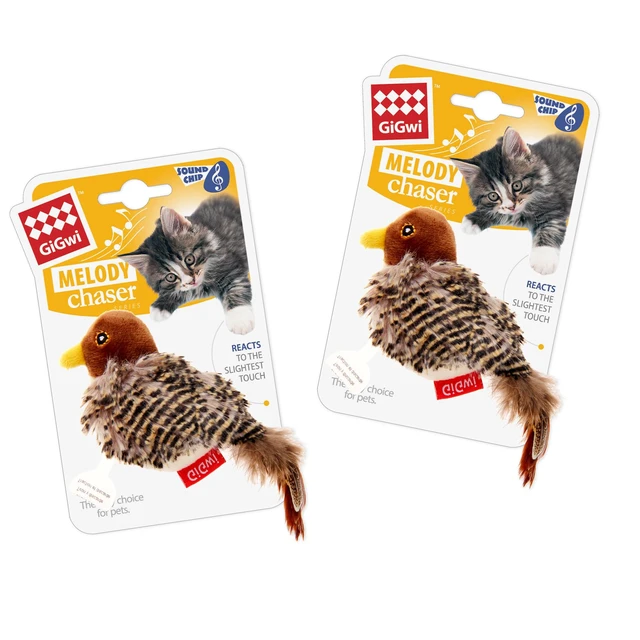 Alt view image 7 of 7 - Chirping Bird Cat Toys 2 Pack, Automatic Squeaky Toy for Cats | Interactive Cat Toys, Stimulate Hunting Instinct, Relieve Puppy Boredom, Touch Activated, Soft Plush, Safe Indoor Play