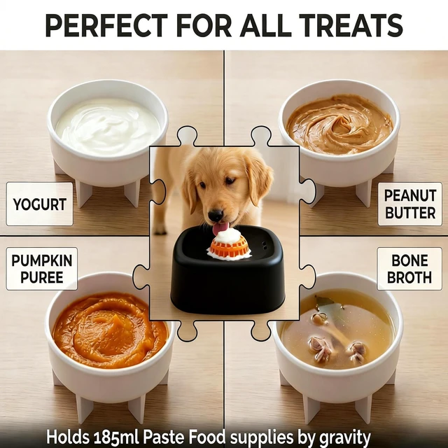 Alt view image 3 of 6 - Slow Feeder Dog Bowl for Liquid & Wet Food with Rolling Ball | Interactive Lick Toy with Anti-Slip Silicone Mat, Food-Grade, Calming Color, Easy to Clean, Ideal for Dogs & Cats