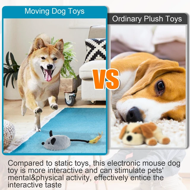 Alt view image 4 of 7 - Interactive Dog Toys, Fake Mouse Moving Dog Toy with Automatic Sensor | Dog Mouse Toy with Realistic Sound & Extended Tail, Automatic Dog Toy for Cats Dogs Pet, Squeaky Dog Toys Gray