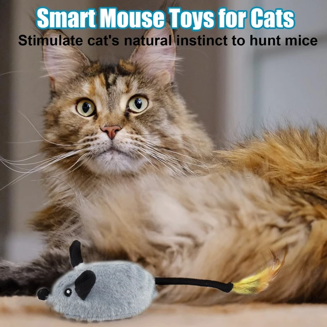 Alt view image 6 of 7 - Interactive Dog Toys, Fake Mouse Moving Dog Toy with Automatic Sensor | Dog Mouse Toy with Realistic Sound & Extended Tail, Automatic Dog Toy for Cats Dogs Pet, Squeaky Dog Toys Gray