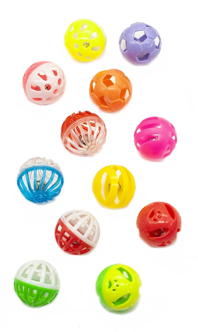 Alt view image 5 of 7 - 12PCS Value Pack Plastic Ball Cat Toys Lattice Balls with Bell Jingle Kitten Toy,Gift Box 1.5" 6 Styles