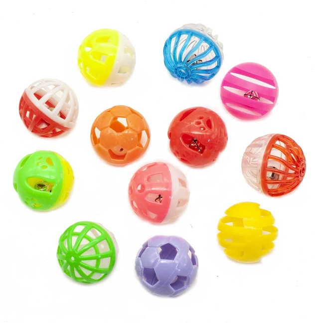 Alt view image 7 of 7 - 12PCS Value Pack Plastic Ball Cat Toys Lattice Balls with Bell Jingle Kitten Toy,Gift Box 1.5" 6 Styles