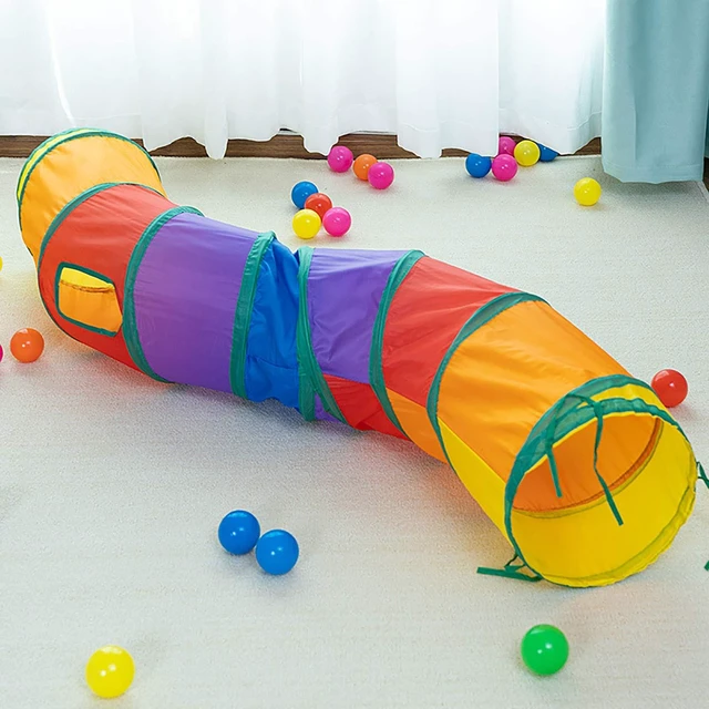 Main image of Cat Tunnel Toys for Indoor Cats Kittens Rabbits, Pet Toy Play Tunnels | Interactive Crinkle Pop Up Tunnel Toys, Relieve Cat Boredom, Rainbow 47" Shape S