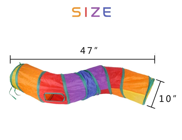 Alt view image 4 of 6 - Cat Tunnel Toys for Indoor Cats Kittens Rabbits, Pet Toy Play Tunnels | Interactive Crinkle Pop Up Tunnel Toys, Relieve Cat Boredom, Rainbow 47" Shape S