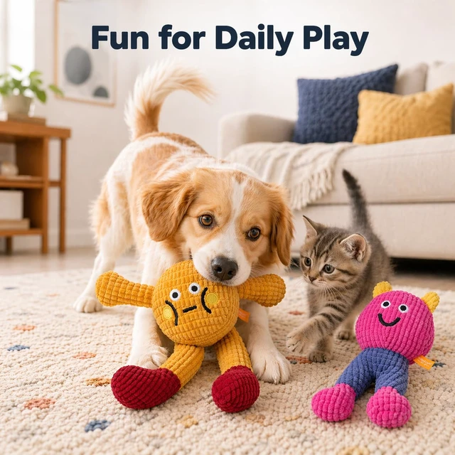 Alt view image 5 of 7 - Waffle Cat&Dog Chew Toys with Catnip Cuddles and Meow Chompclean | Waffle and Baby Toy 2Pack, Corduroy-style Plush Exterior, Crinkle Paper & Squeaky Ball Inside, Cat Kicker Toy, Washable