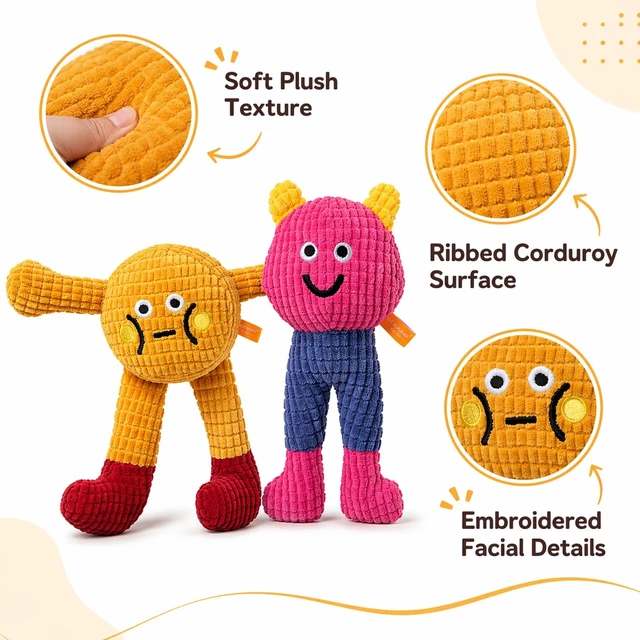 Alt view image 4 of 7 - Waffle Cat&Dog Chew Toys with Catnip Cuddles and Meow Chompclean | Waffle and Baby Toy 2Pack, Corduroy-style Plush Exterior, Crinkle Paper & Squeaky Ball Inside, Cat Kicker Toy, Washable