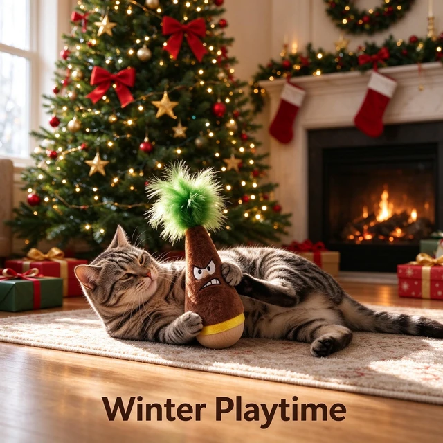 Alt view image 5 of 7 - PawCrafter Catnip Wooden Wobble Cat Toy, Carrot Kicker Tumbler | 2 Pack Set, Self-Righting Beechwood Base, Angry and Happy Duo, Bite-Resistant Plush, Silent Battery-Free, 7 Inch, Indoor Cats