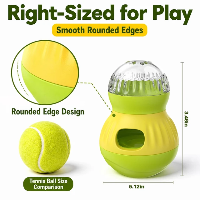 Alt view image 4 of 7 - Dog Treat Dispensing Puzzle Toy Puppy Interactive Toys Slow Feeder | Adjustable Pet Food Dispenser Wobble Tumbler Toy Enrichment Ball for Small Dogs & Cats to Keep Them Busy Mental Stimulation