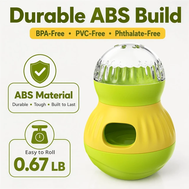 Alt view image 5 of 7 - Dog Treat Dispensing Puzzle Toy Puppy Interactive Toys Slow Feeder | Adjustable Pet Food Dispenser Wobble Tumbler Toy Enrichment Ball for Small Dogs & Cats to Keep Them Busy Mental Stimulation