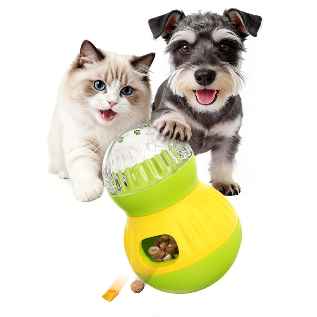 Alt view image 7 of 7 - Dog Treat Dispensing Puzzle Toy Puppy Interactive Toys Slow Feeder | Adjustable Pet Food Dispenser Wobble Tumbler Toy Enrichment Ball for Small Dogs & Cats to Keep Them Busy Mental Stimulation