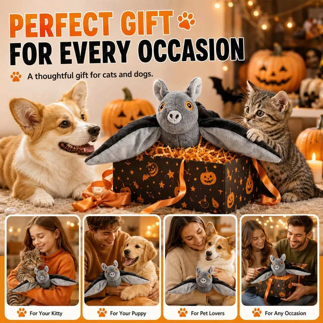 Alt view image 6 of 7 - Flying Bat Dog Toy, Flying Bat Toy for Dogs & Cats, Interactive Flapping Bat Toy with Chirping, Rechargeable and Motion-Activated, Wand Compatible for Interactive Play & Exercise