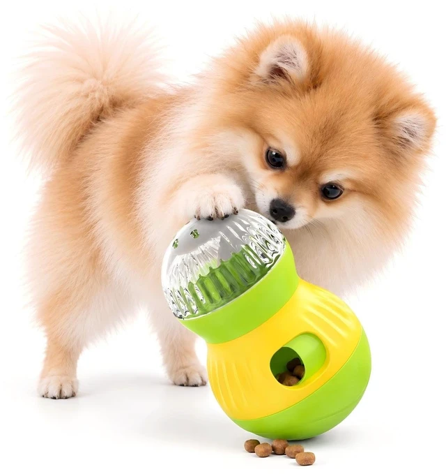 Main image of Wobble Treat Dispenser Toy with Slow Feeding for Small Dogs & Cats(Green) | Interactive Puzzle Feeder with Adjustable Treat Release, Standing Wobble Enrichment Toy for Indoor Pets