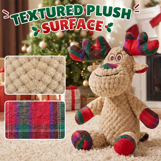 Alt view image 3 of 6 - Christmas Dog Toys, Interactive Plush Reindeer Squeaky Toy for Dogs | Interactive Squeaker, Soft Plush Fabric, Machine Washable, Holiday Gift for Dogs and Cats, Indoor & Outdoor Play