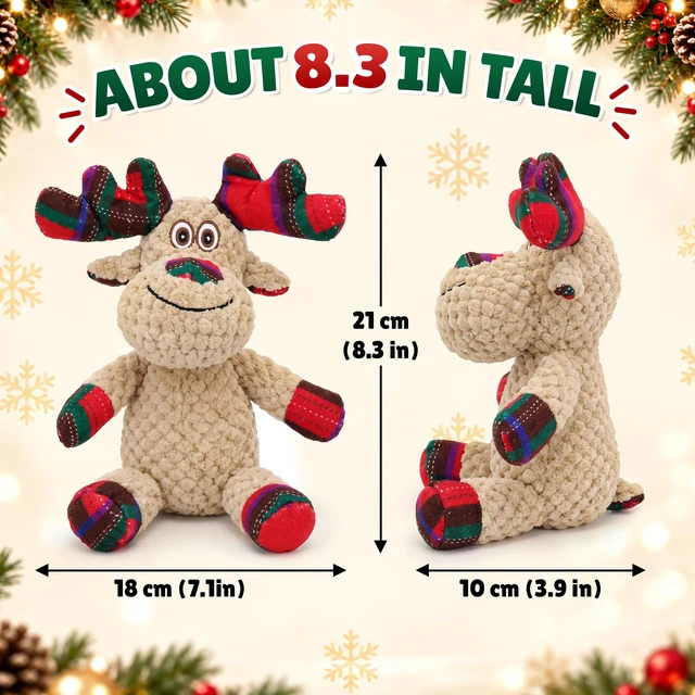 Alt view image 5 of 6 - Christmas Dog Toys, Interactive Plush Reindeer Squeaky Toy for Dogs | Interactive Squeaker, Soft Plush Fabric, Machine Washable, Holiday Gift for Dogs and Cats, Indoor & Outdoor Play