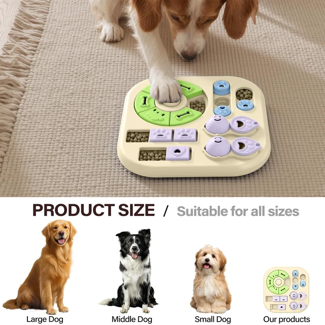 Alt view image 4 of 7 - Dog Puzzle Toy, Interactive Treat Dispensing Toys, Khaki | Non-Slip Slow Feeder w/Squeaker Button, IQ Training, Dog Enrichment Toys Ideal Gifts for Puppies, Small, Medium, Cats, Dogs